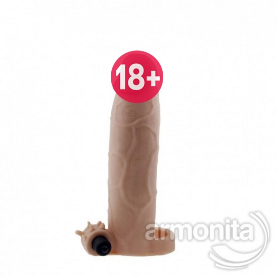 Damarlı Klitoral Uyarıcılı Titreşimli Penis Kılıfı