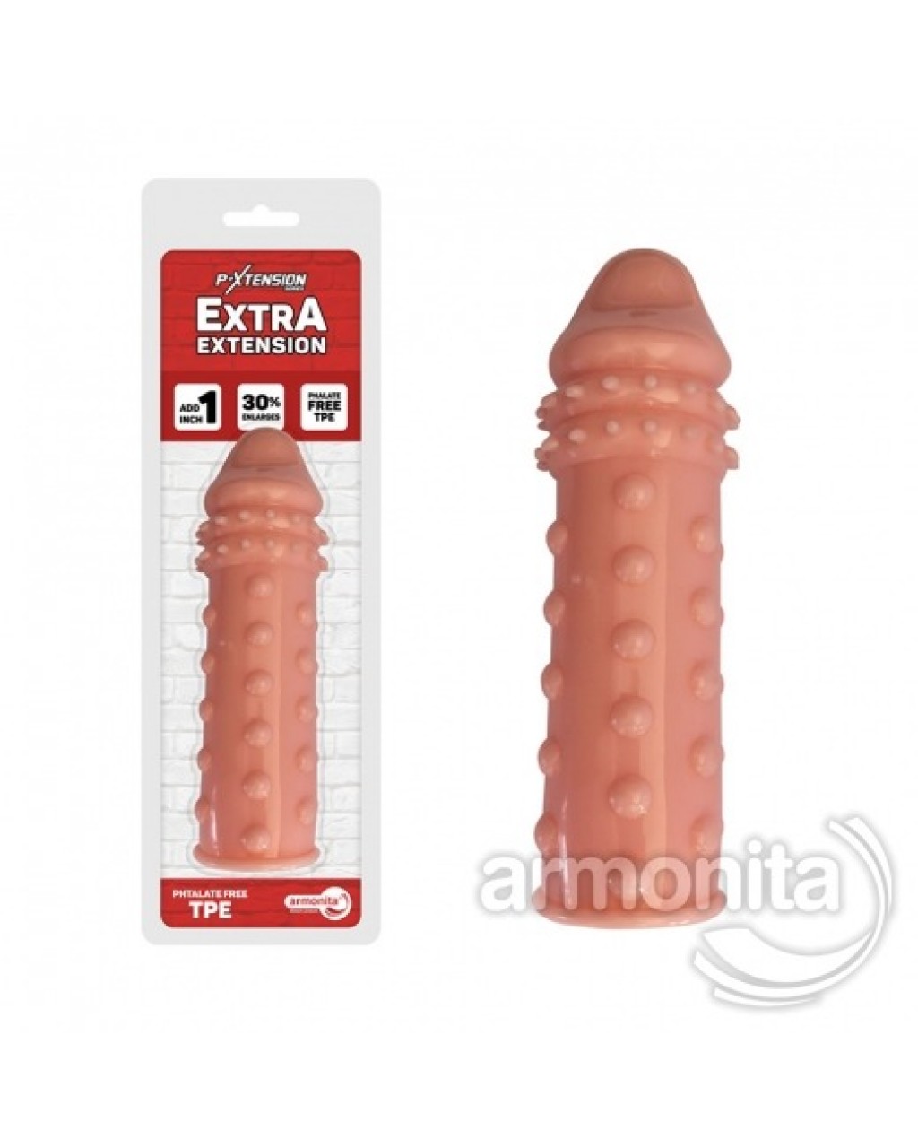 Ten Rengi Tırtıklı Uzatmalı Penis Kılıfı 