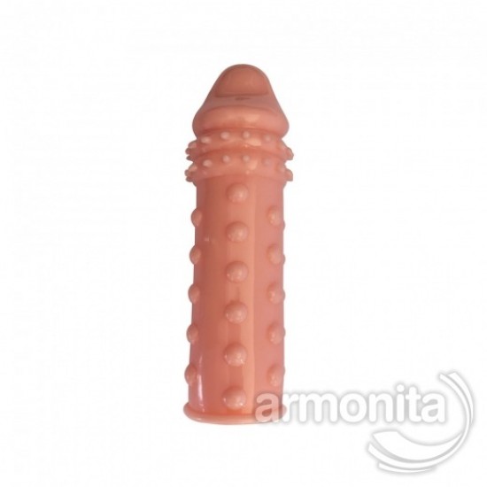 Ten Rengi Tırtıklı Uzatmalı Penis Kılıfı 