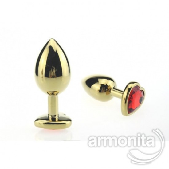 Kalp Taşlı Small  Altın Metal Anal Tapa 