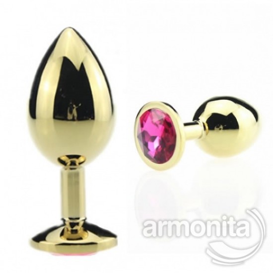 Gül Pembesi Taşlı Altın Metal Anal Tapa 