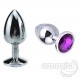 Gümüş Renkli Zarif Mor Taşlı Metal Anal Tapa