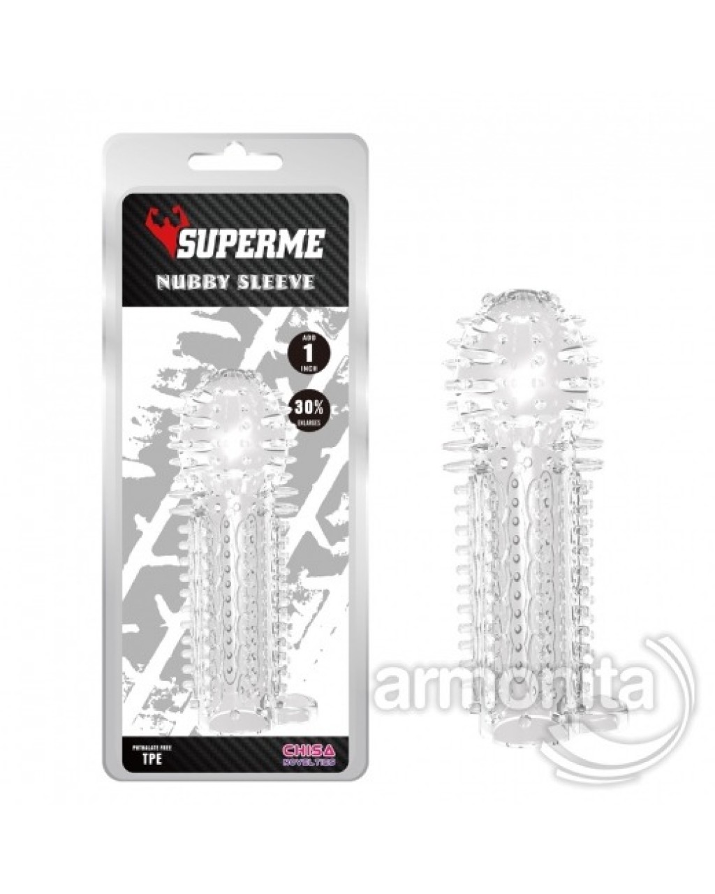 Silikon Tırtıklı Yüzey Şeffaf Uzatmalı Penis Kılıfı