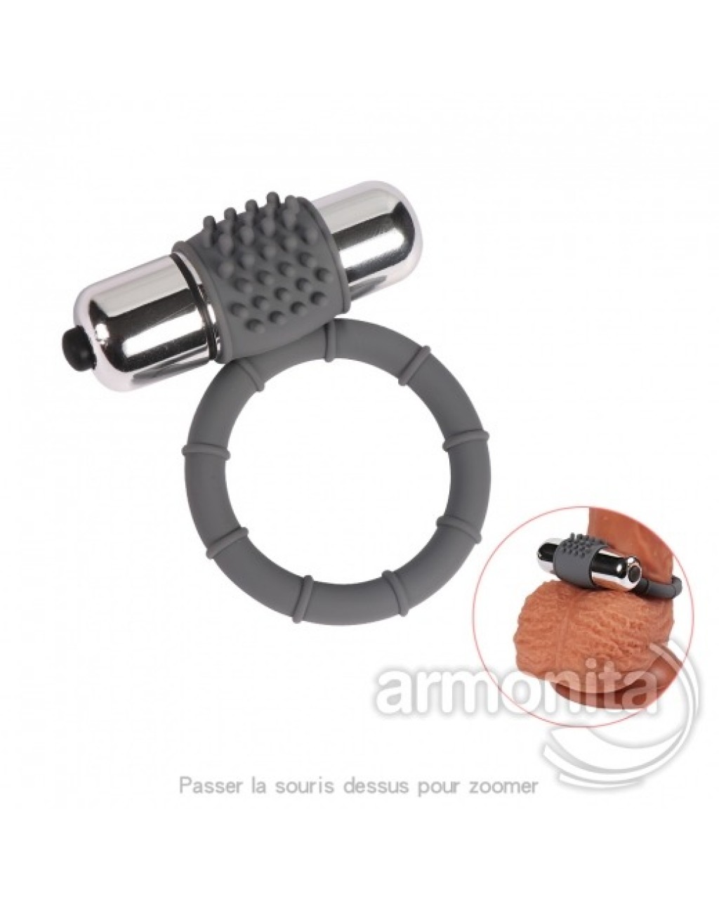 Gri Silikon Titreşim Motorlu Penis Halkası