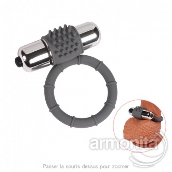 Gri Silikon Titreşim Motorlu Penis Halkası