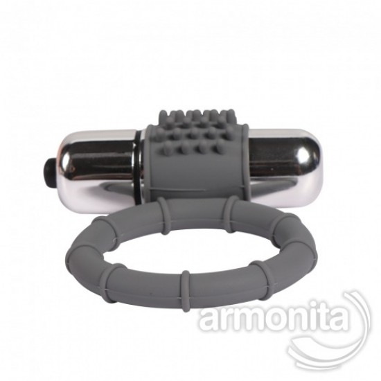 Gri Silikon Titreşim Motorlu Penis Halkası