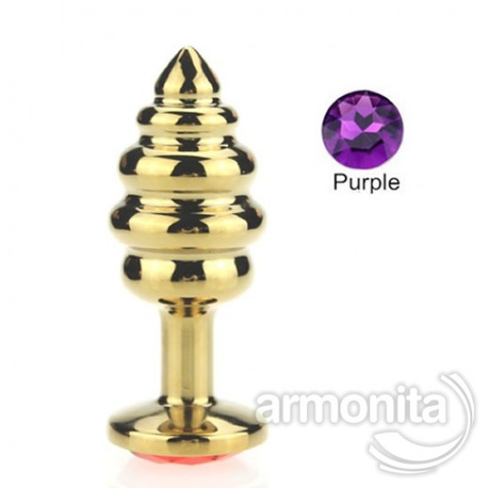 Mor Taşlı Gold Spiral Metal Anal Tapa 