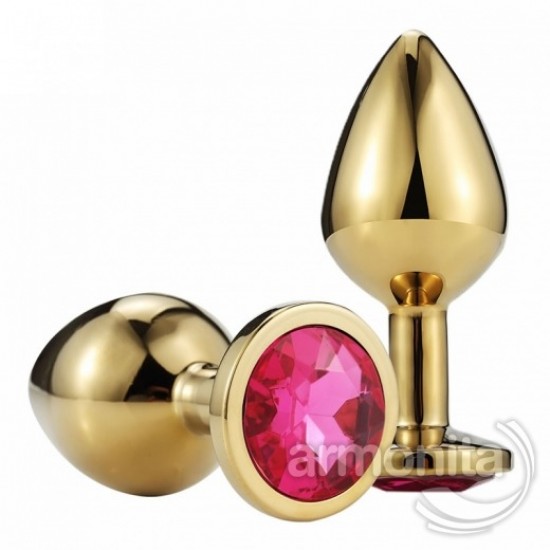 Gold Kırmızı Taşlı Metal Anal Tapa Large