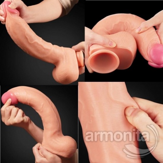 Çift Katmanlı Et Doku Damarlı Kalın Realistik Dildo