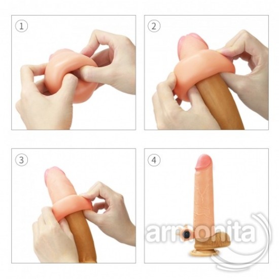 Damarlı Klitoris Uyarıcılı Titreşimli Penis Kılıfı