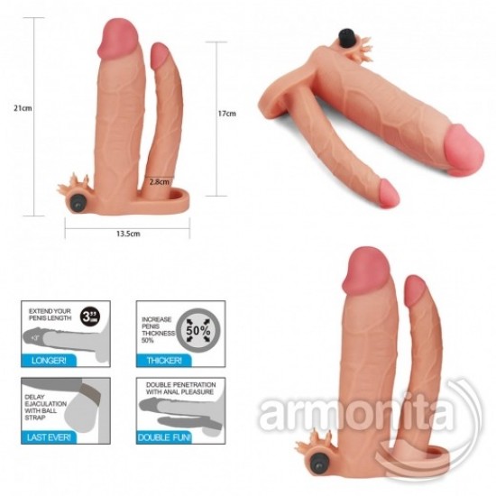 Pleasure X Tender Titreşimli Double Penis Kılıfı