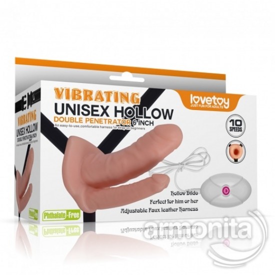 Çift Taraflı Titreşlimli  Unisex Hollow Strap On 
